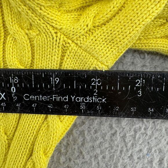 Lauren Ralph Lauren Cable Knit V-Neck Cotton Sweater Yellow Size Small Preppy - Picture 6 of 10